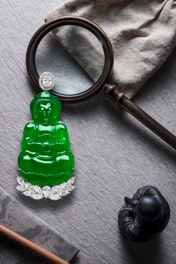 A precious Guanyin jadeite and diamond pendant, to sell for $5,200,000-$6,800,000
